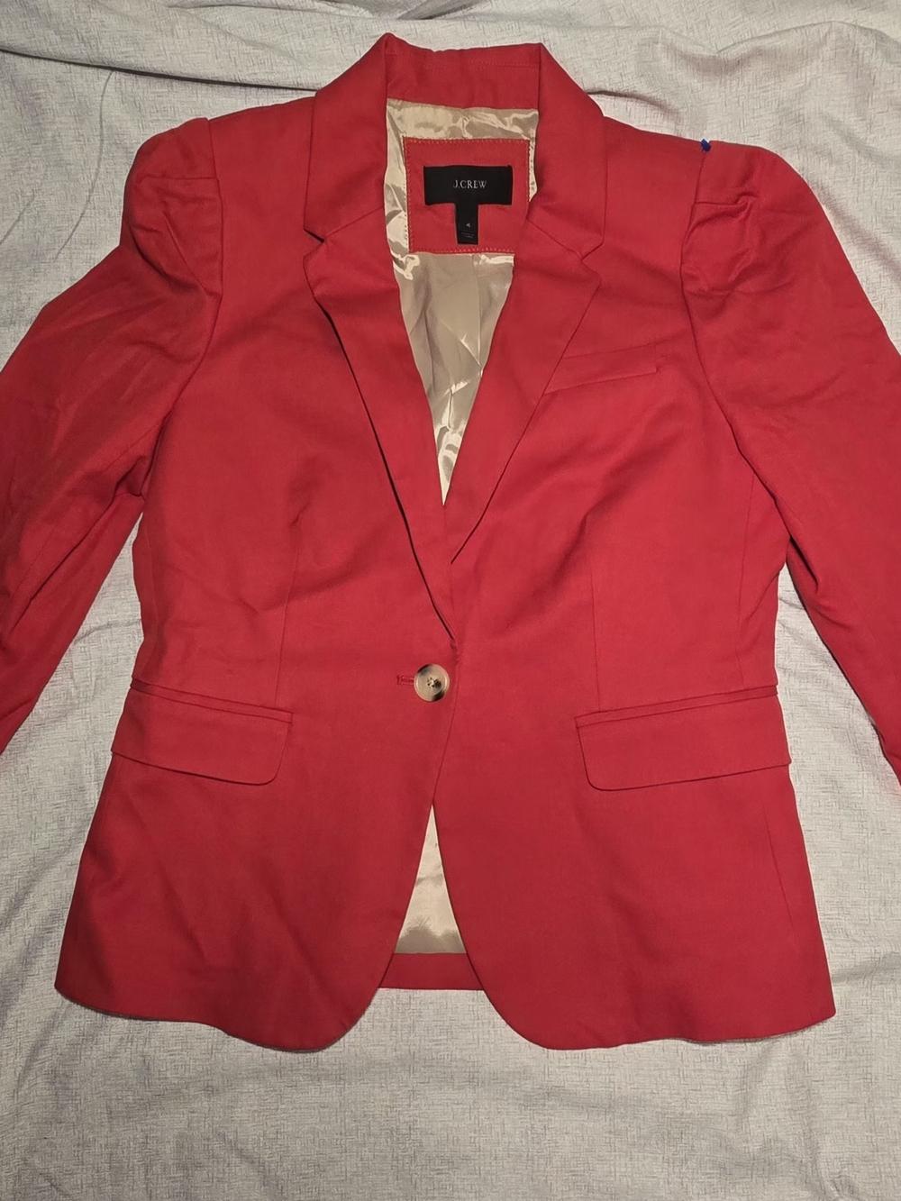 J.Crew Red One Button Blazer Women's Size 4 Career Office Jacket - Picture 2 of 4